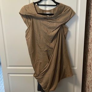 Khaki colored blouse with asymmetrical wrap size medium